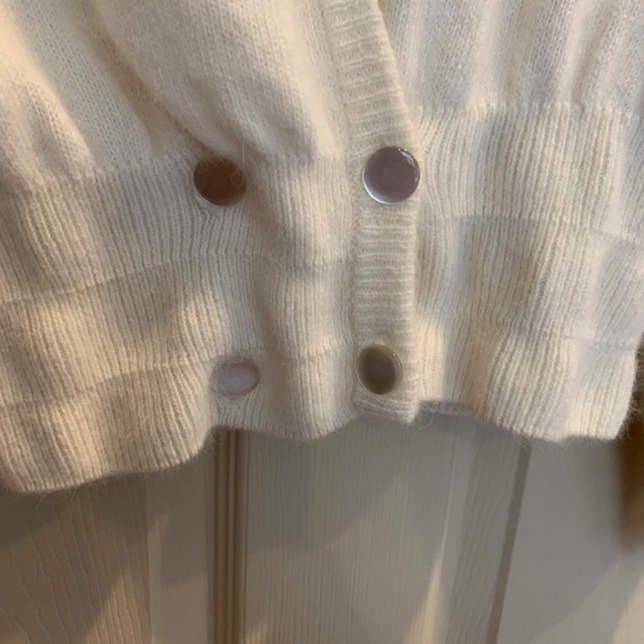 Madeleine Cream/Tan Embellished Cardigan Sweater sz S - Picture 2 of 5